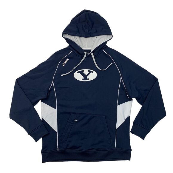 Asics Hoodie Mens M Medium Navy Blue NCAA Football Brigham Young Sweatshirt BYU - Picture 1 of 12